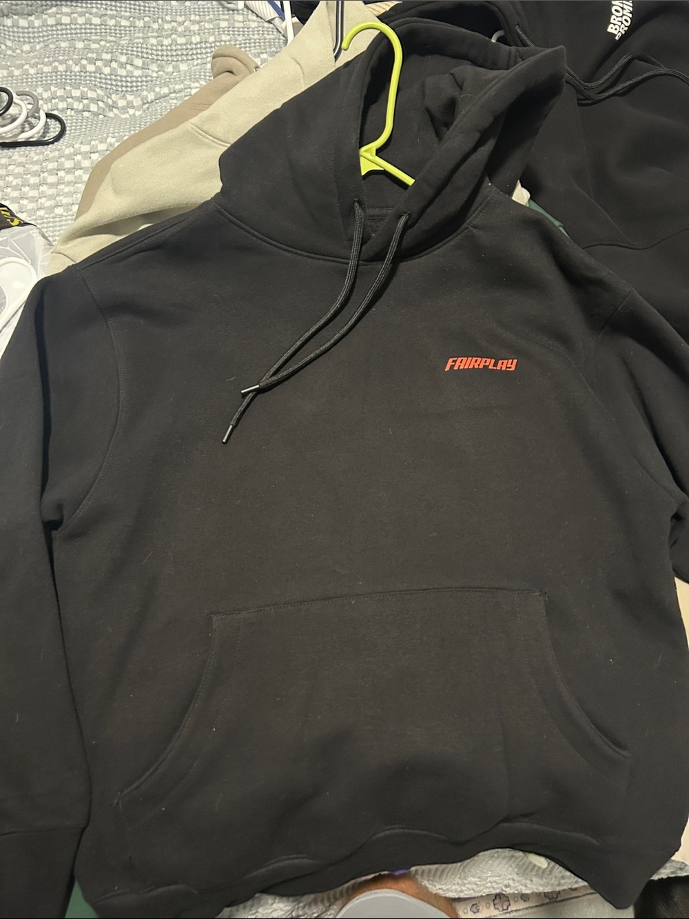 Fairplay Men's Black Hoodie with Small Red Logo